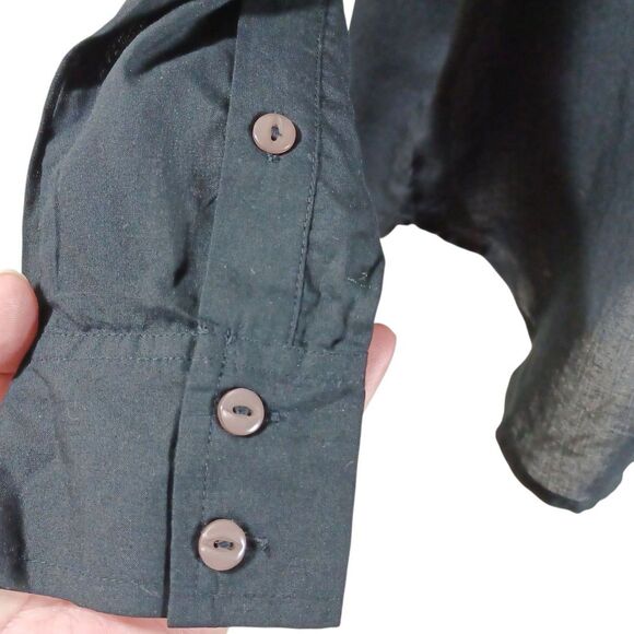 Frye Jet Black Rayon Minimalist Button Shirt M Long Sleeve Utility Western Top - Picture 6 of 11